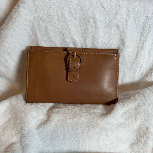 Salvatore Ferragamo Tan Leather Envelope Clutch